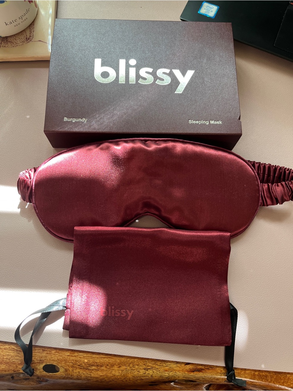 New Blissy Sleeping Mask Burgundy Red Color For Women 100% Pure Mulberry Silk
